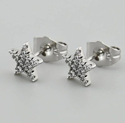 Сережки гвоздики Xuping "Зірки", позолота. Біле золото. С16005 С16005 фото