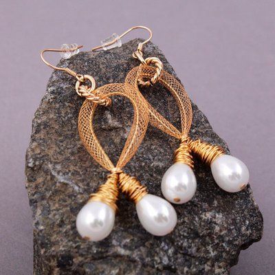 Серьги Xuping с жемчугом, позолота 18K. С13374 С13374 фото