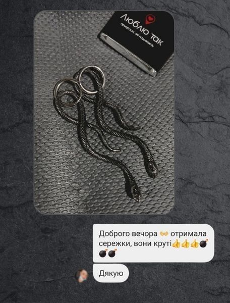 Сережки "Змея" из стали. С16012 С16012 фото