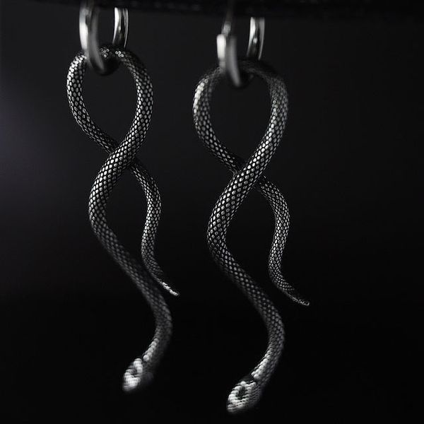 Сережки "Змея" из стали. С16012 С16012 фото